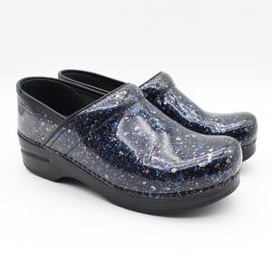 Dansko Professional Clogs Womens Size 38 (US 7.5-8) Black Splatter Leather Shoes